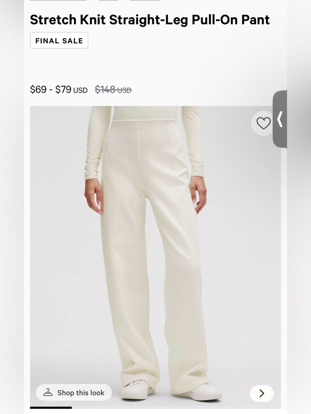 lululemon athletica High-Waist Wide-Leg Pants — Cream